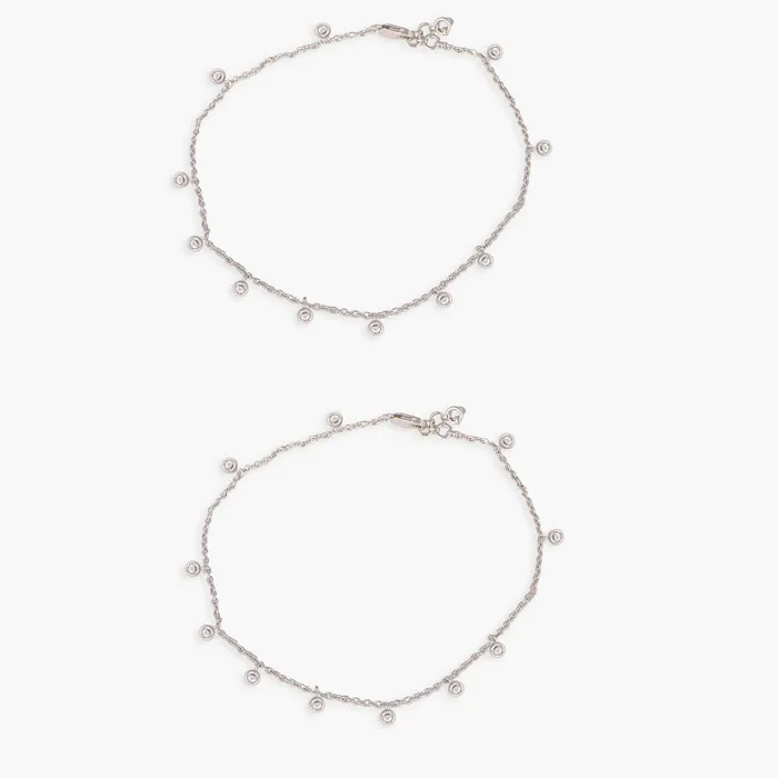 Rings Halo Delicate CZ Silver Anklets SILVER