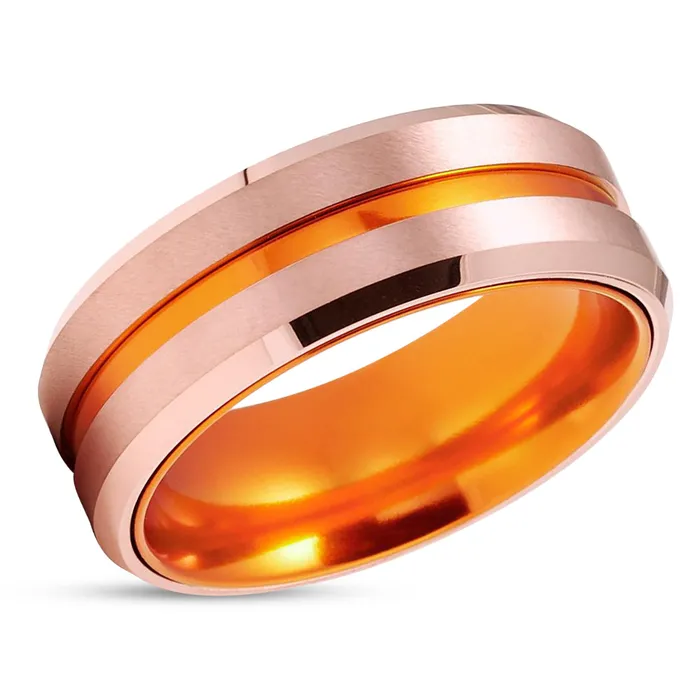 Rings Orange Wedding Band Tungsten Wedding Ring Rose Gold Ring Tungsten Ring Clean Casting Jewelry Rings Orange Wedding Band Tungsten Wedding Ring Rose Gold Ring Tungsten Ring Clean Casting Jewelry