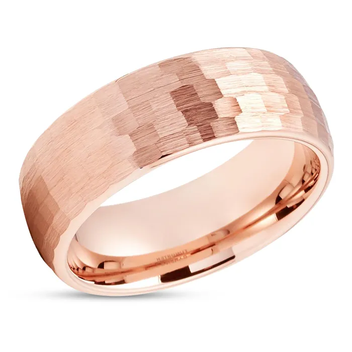 Rings Rose Gold Tungsten Wedding Ring Hammered Tungsten Ring Rose Gold Band Dome Ring Clean Casting Jewelry Rings Rose Gold Tungsten Wedding Ring Hammered Tungsten Ring Rose Gold Band Dome Ring Clean Casting Jewelry