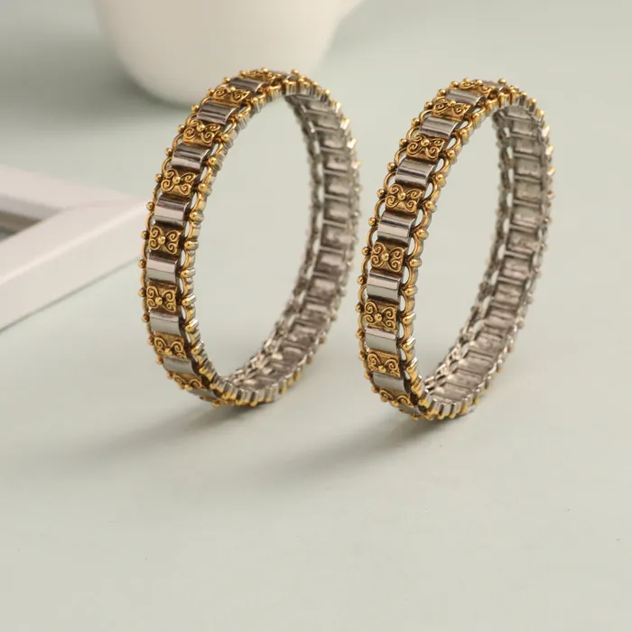 Rings SILVER Geometric Oxidized Silver Bangles