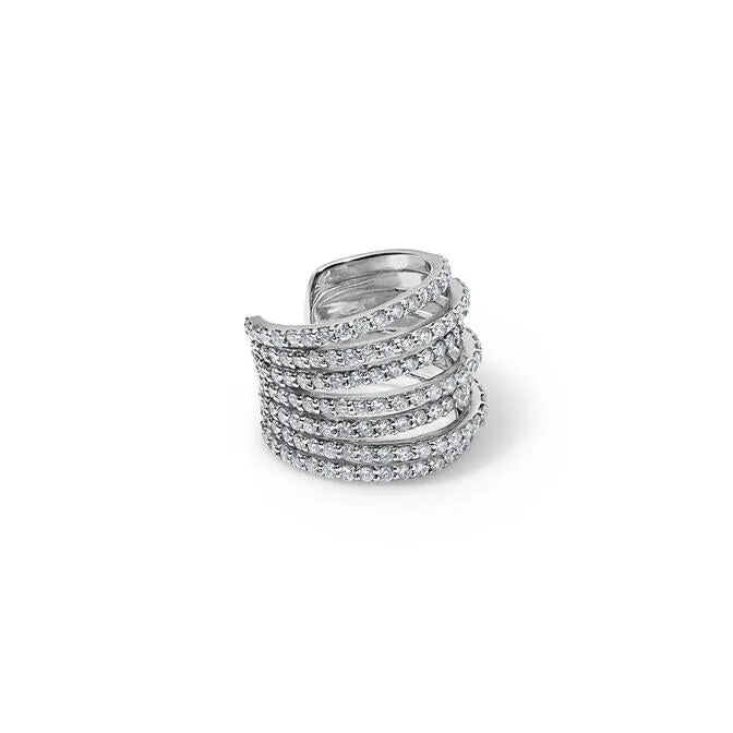SG Fine Earrings Pave Multi Row Ear Cuff