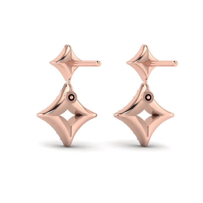 Shop IDC estore Earrings Vlora Estrella 14K Diamond Double Vlora Star Open Motif Drop Stud Earrings 026CTW