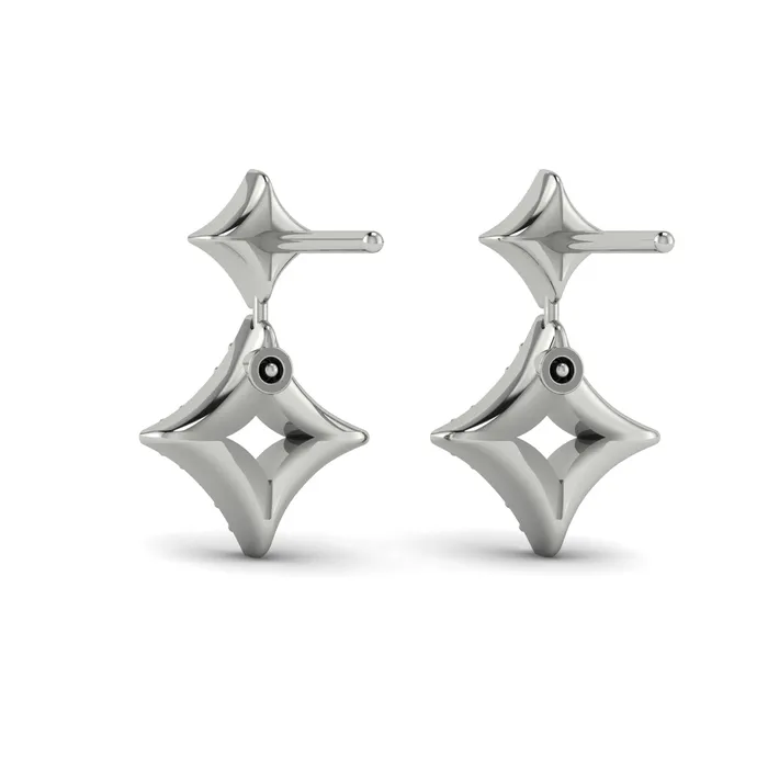 Shop IDC estore Earrings Vlora Estrella 14K Diamond Double Vlora Star Open Motif Drop Stud Earrings 026CTW