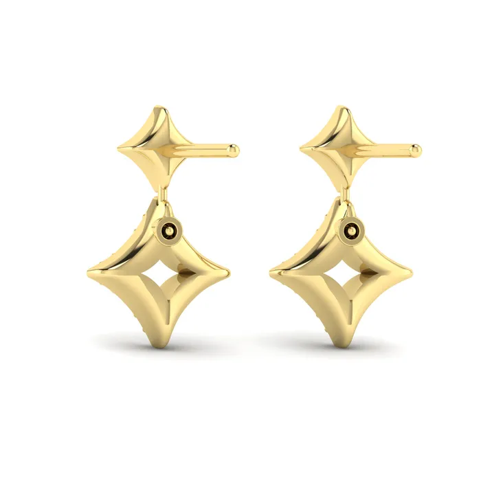 Shop IDC estore Earrings Vlora Estrella 14K Diamond Double Vlora Star Open Motif Drop Stud Earrings 026CTW