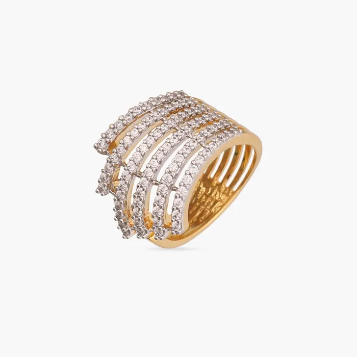SILVER Flare CZ Delicate Statement Silver Finger Ring Rings