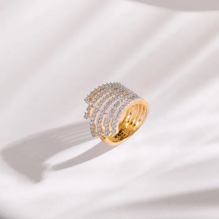 SILVER Flare CZ Delicate Statement Silver Finger Ring Rings
