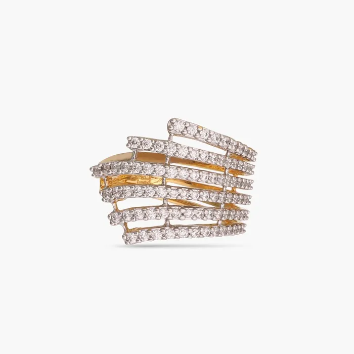 SILVER Flare CZ Delicate Statement Silver Finger Ring Rings