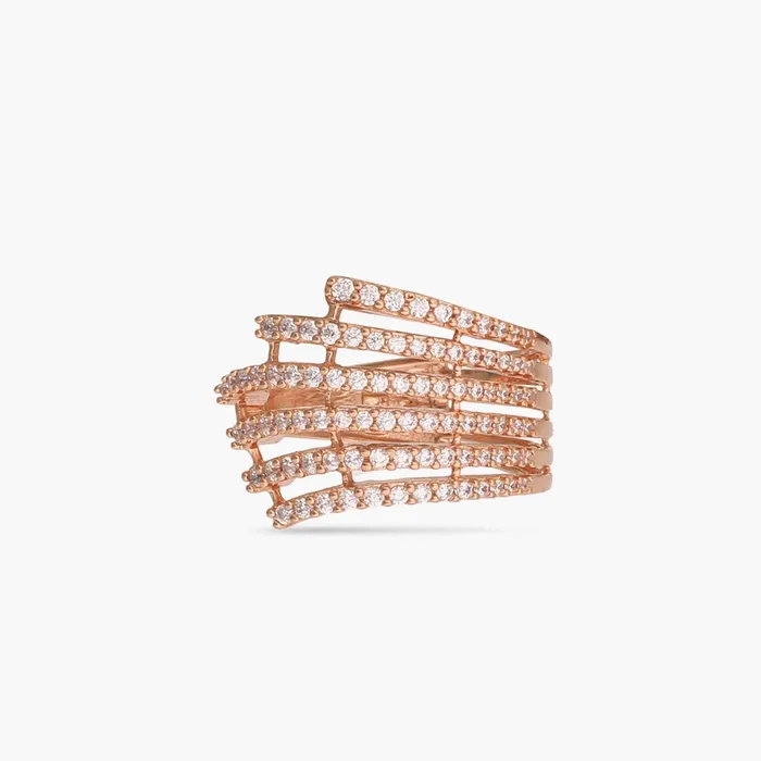 SILVER Flare CZ Delicate Statement Silver Finger Ring Rings