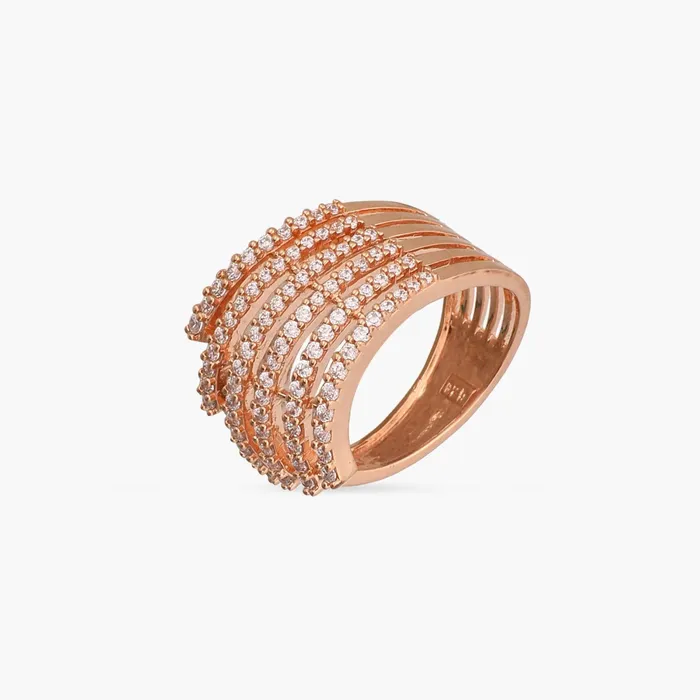 SILVER Flare CZ Delicate Statement Silver Finger Ring Rings