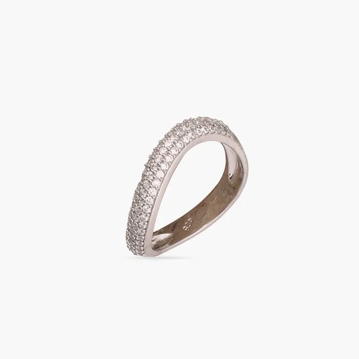 SILVER Rings Wave CZ Delicate Silver Band Finger Ring
