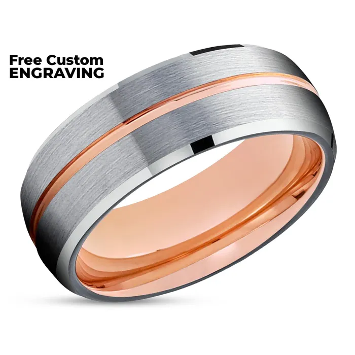 Silver Tungsten Wedding Band Rose Gold Tungsten Ring 8mm Black Tungsten Ring Brush Clean Casting Jewelry Rings