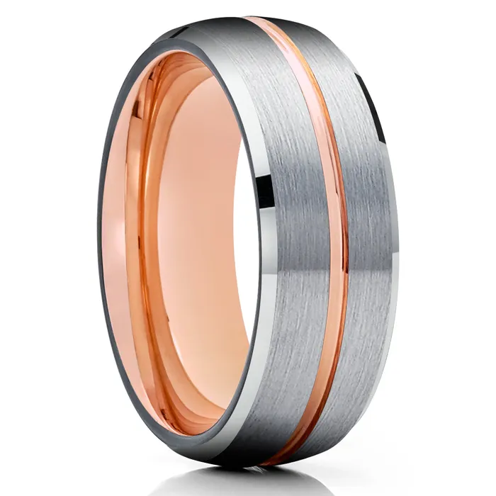 Silver Tungsten Wedding Band Rose Gold Tungsten Ring 8mm Black Tungsten Ring Brush Clean Casting Jewelry Rings
