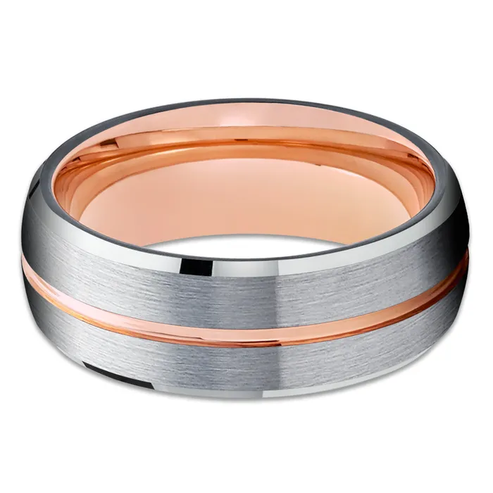 Silver Tungsten Wedding Band Rose Gold Tungsten Ring 8mm Black Tungsten Ring Brush Clean Casting Jewelry Rings