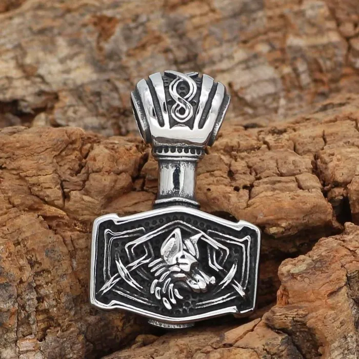 Thor Hammer Necklace Wolfs Warrior Valhalla Vikings Necklaces