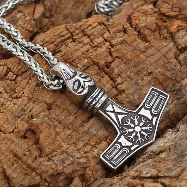 Valhalla Vikings Necklaces Thor Hammer Necklace Helm of Awe