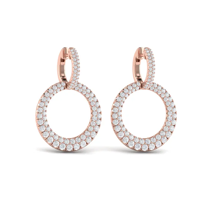 Vlora Marisol 14K Diamond Two Row Open Circle Drop Huggie Earrings 23CTW Shop IDC estore Earrings