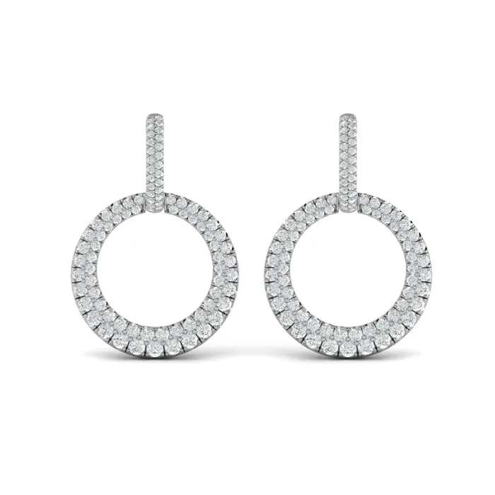 Vlora Marisol 14K Diamond Two Row Open Circle Drop Huggie Earrings 23CTW Shop IDC estore Earrings