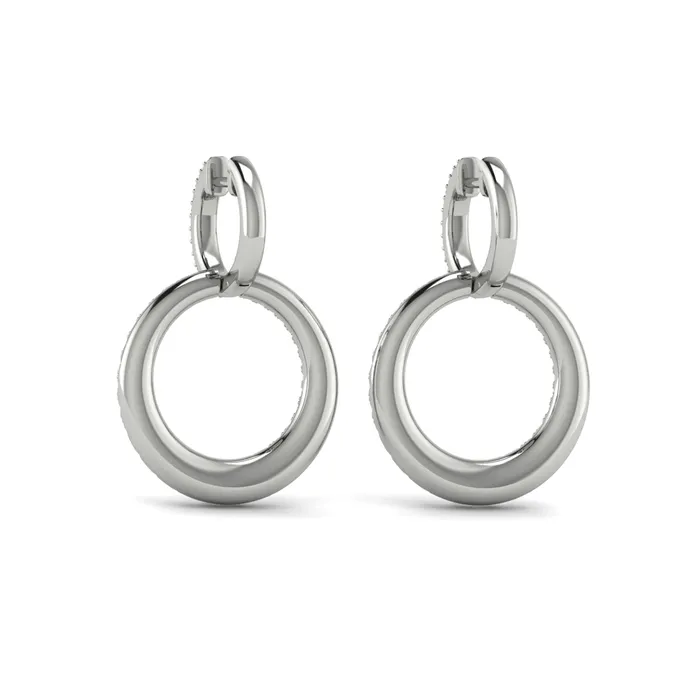 Vlora Marisol 14K Diamond Two Row Open Circle Drop Huggie Earrings 23CTW Shop IDC estore Earrings
