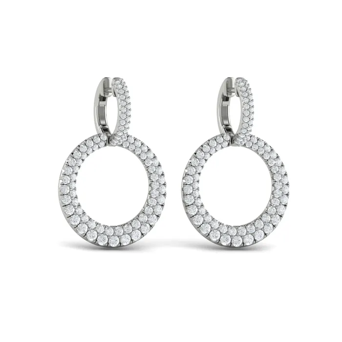 Vlora Marisol 14K Diamond Two Row Open Circle Drop Huggie Earrings 23CTW Shop IDC estore Earrings