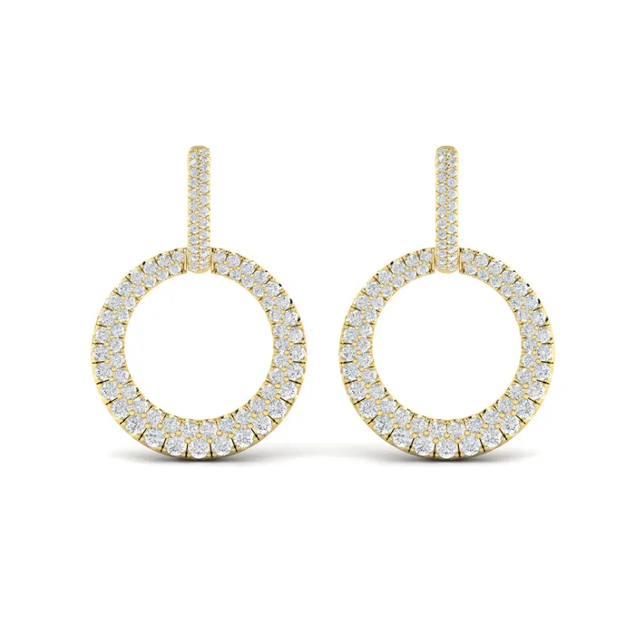 Vlora Marisol 14K Diamond Two Row Open Circle Drop Huggie Earrings 23CTW Shop IDC estore Earrings