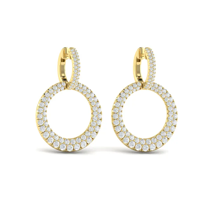 Vlora Marisol 14K Diamond Two Row Open Circle Drop Huggie Earrings 23CTW Shop IDC estore Earrings