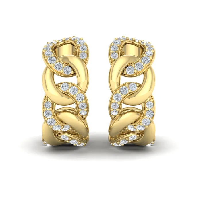 Vlora Reina 14K Alternating Diamond Link Hoop Earrings 07CTW Shop IDC estore Earrings Vlora Reina 14K Alternating Diamond Link Hoop Earrings 07CTW Shop IDC estore Earrings