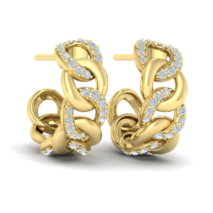 Vlora Reina 14K Alternating Diamond Link Hoop Earrings 07CTW Shop IDC estore Earrings