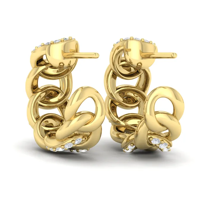 Vlora Reina 14K Alternating Diamond Link Hoop Earrings 07CTW Shop IDC estore Earrings