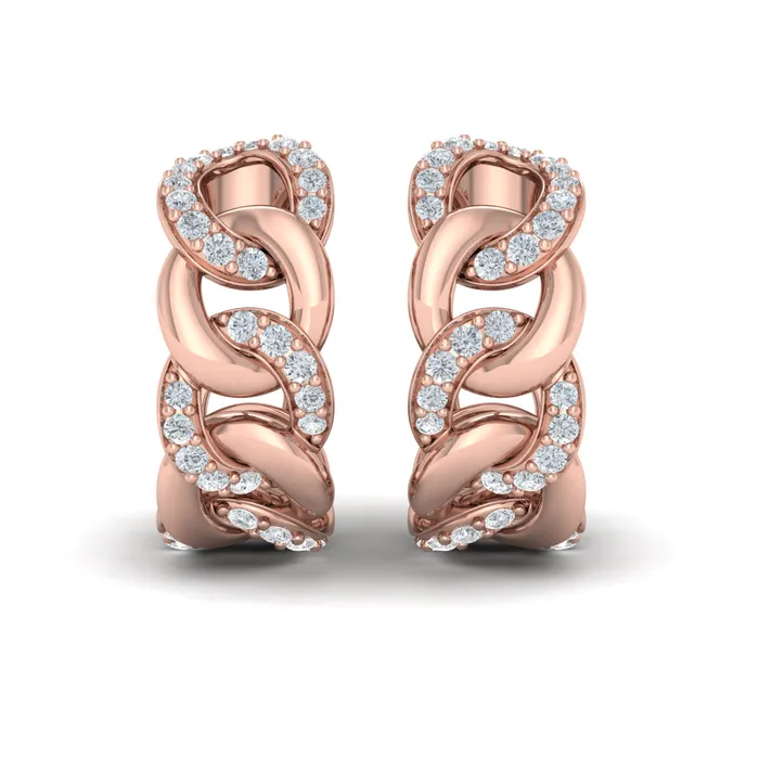 Vlora Reina 14K Alternating Diamond Link Hoop Earrings 07CTW Shop IDC estore Earrings