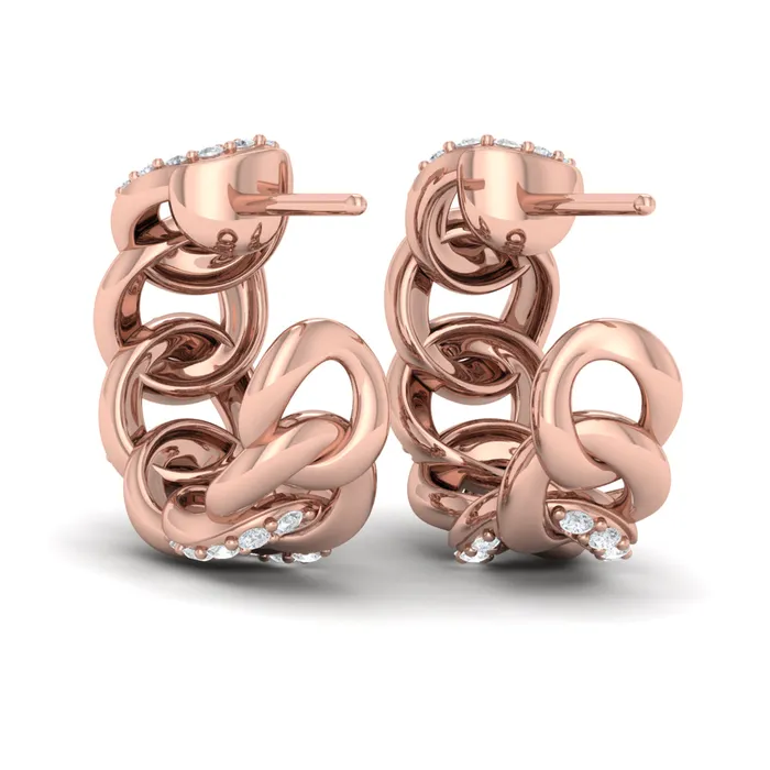 Vlora Reina 14K Alternating Diamond Link Hoop Earrings 07CTW Shop IDC estore Earrings