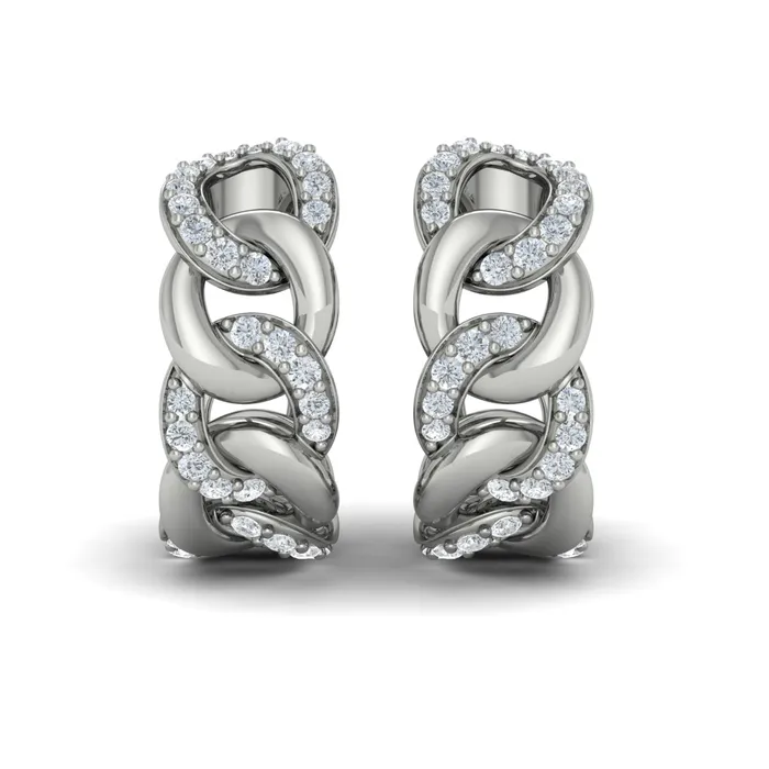 Vlora Reina 14K Alternating Diamond Link Hoop Earrings 07CTW Shop IDC estore Earrings
