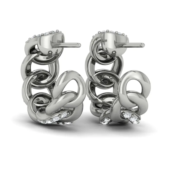 Vlora Reina 14K Alternating Diamond Link Hoop Earrings 07CTW Shop IDC estore Earrings