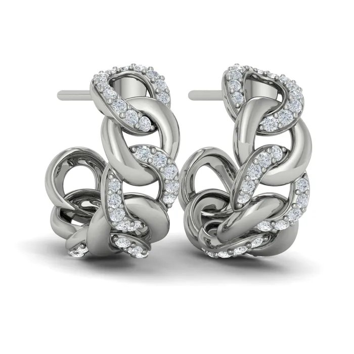 Vlora Reina 14K Alternating Diamond Link Hoop Earrings 07CTW Shop IDC estore Earrings